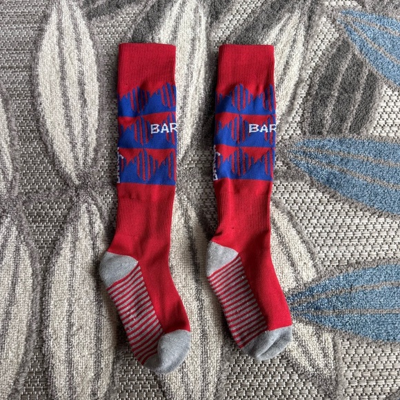 FC Barcelona Barca 2024/2025 Youth Kids Soccer Mid-Calf/Knee Socks Red/Blue - Picture 1 of 4